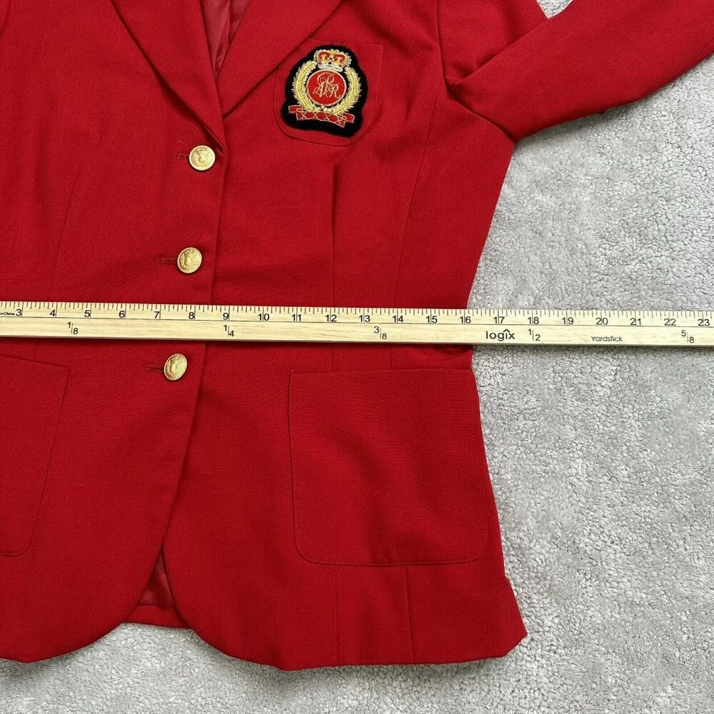 Boston Proper Andrea Behar Women's Royal Crest Blazer Jacket Size 6 Red NWOT